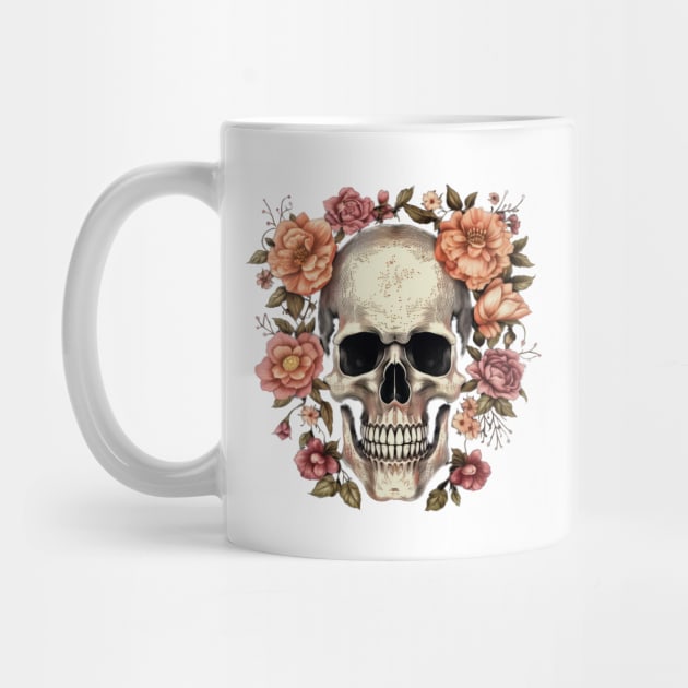 Skull with flowers by Merchgard